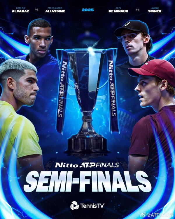 ATP总总决赛  四强对阵出炉 阿尔卡拉斯与辛纳能否会师？